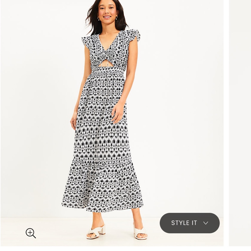 Loft Beach Scroll Cutout Tiered Maxi Dress